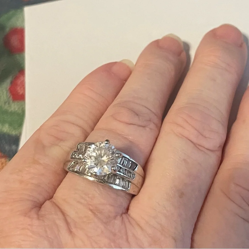 Silver Diamonique Wedding Ring - Picture 2 of 2
